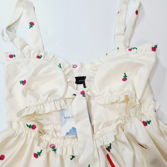 MAJORELLE Eden Mini Dress in Ivory & Pink Medium - Picture 5 of 13